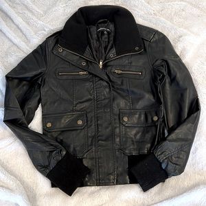 Faux leather bomber jacket size small